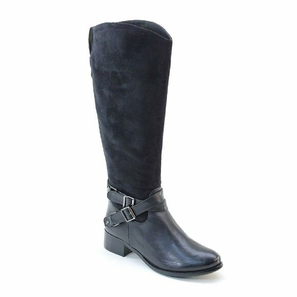 Vegan Suede & Leather Riding Knee-High Boots - Picture 1 of 4